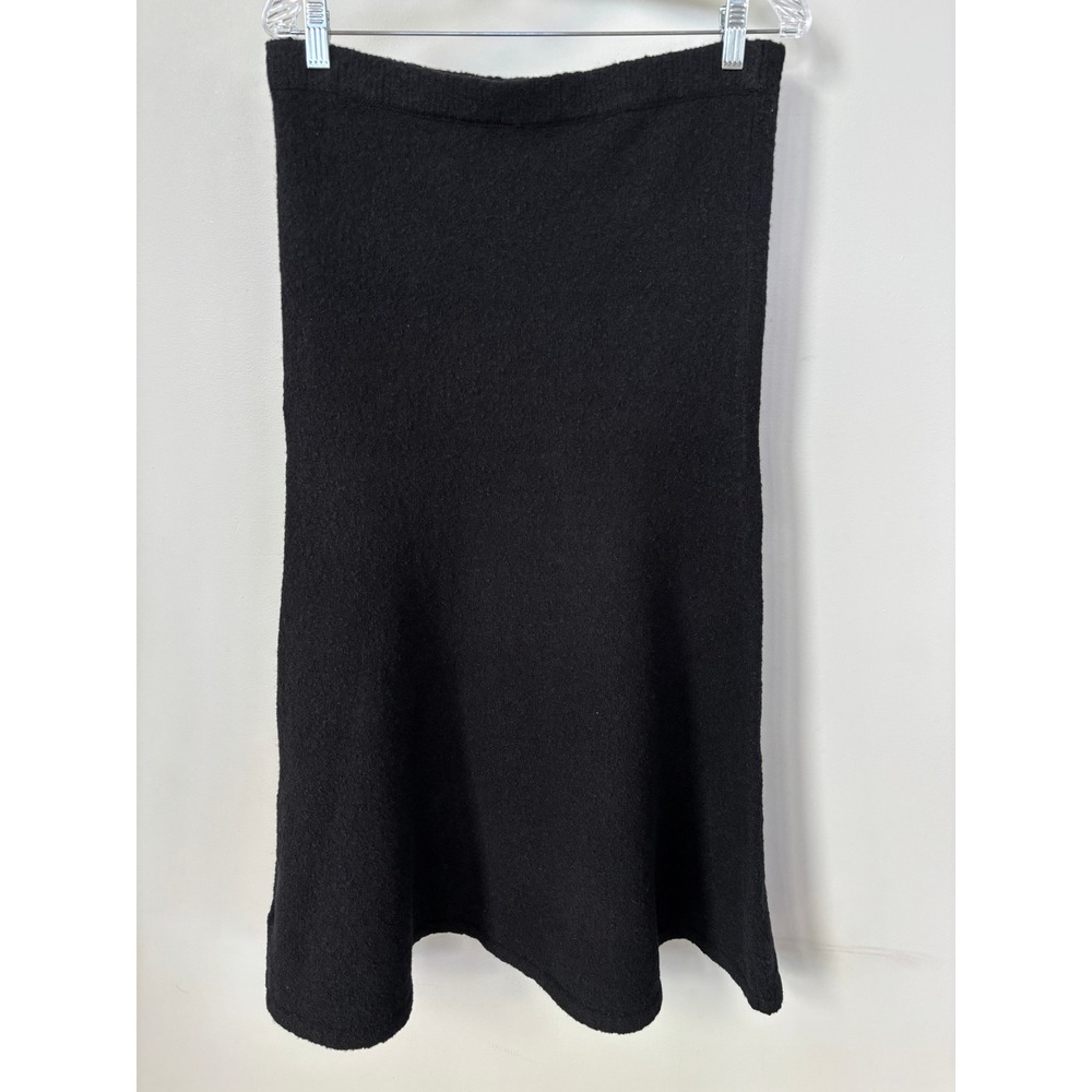J.Crew Black Wool Blend Knit Midi Skirt A-Line Boucle Womens Large - Picture 3 of 8
